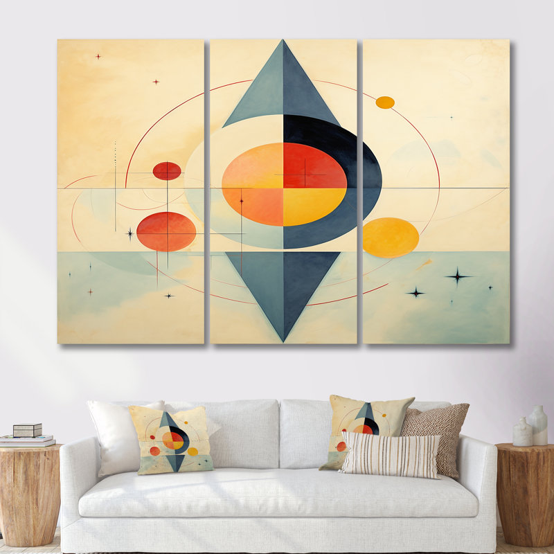 Brittani - ensemble d'art mural géométrique, Toile tendue, H 40 po x l 60 po x P 1 po