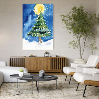 Art mural paysage de Noël abstrait pin contemporain