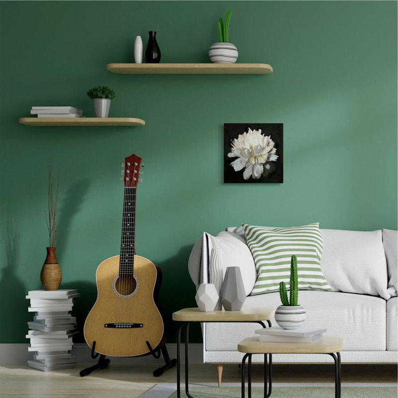 « fleur floral blanc vert », reproduction d’art, Toile tendue, H 17 po x l 17 po x P 1,5 po