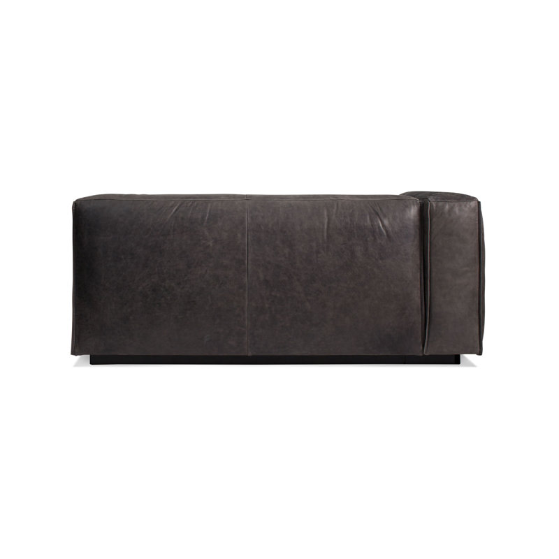 Cleon Chaise Lounge, Slate Genuine Leather, Left Hand Facing