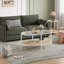 Table basse à 2 niveaux, table basse ovale Boho avec plateau en verre trempé-1774762706
