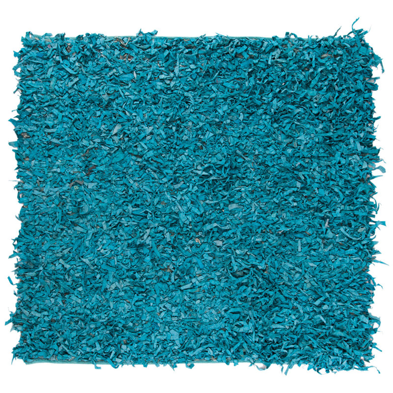 Godsey Handwoven Leather Solid Color Rug, Square 6'
