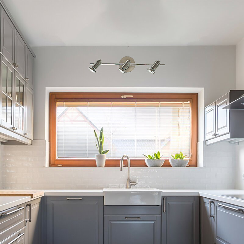 Ensemble de rail d’éclairage 3 lumières Lindaro, Chrome