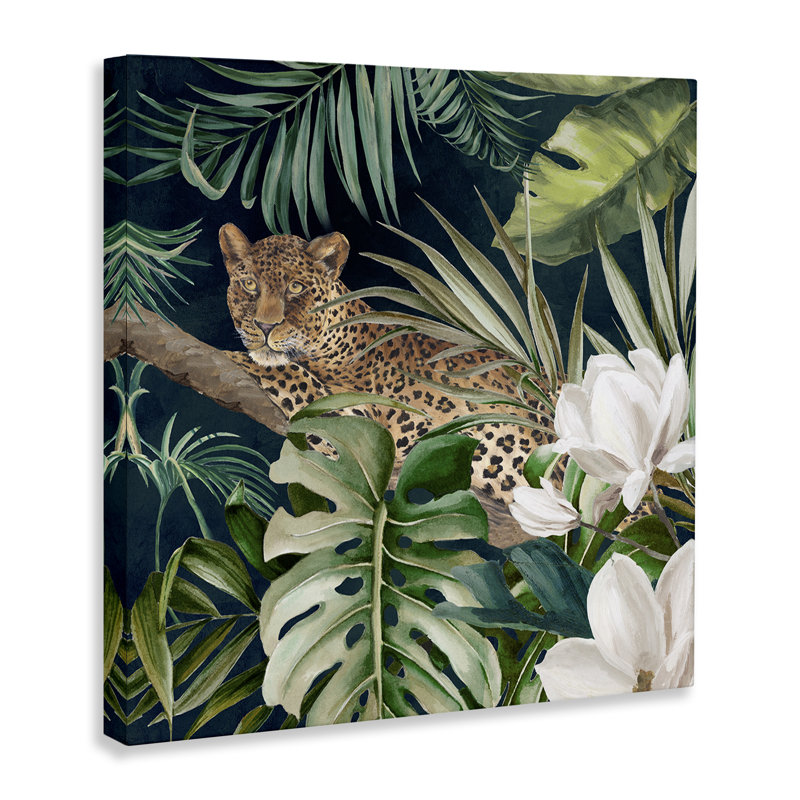 Art mural sur toile, "Tropical Jungle Leopard" par Eli Jones, H 36 po x l 36 po