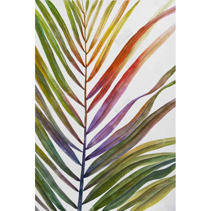 Aquarelle sur toile de feuille de palmier tropical - décor floral vert