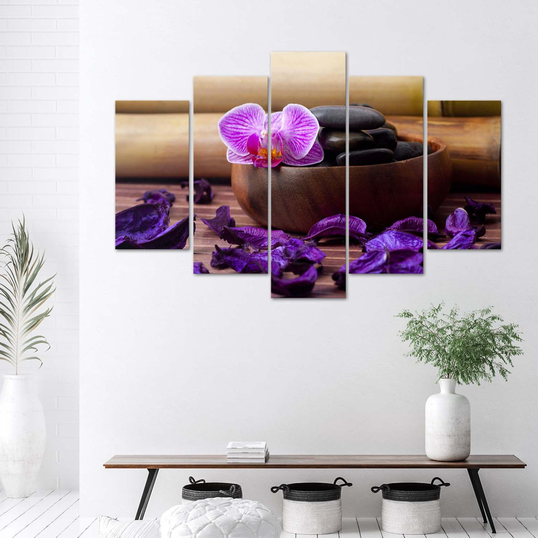 Leinwandbild Orchid Zen Spa Stones