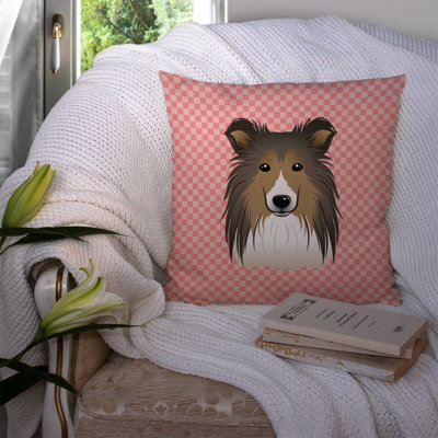 Coussin décoratif intérieur/extérieur sheltie damier