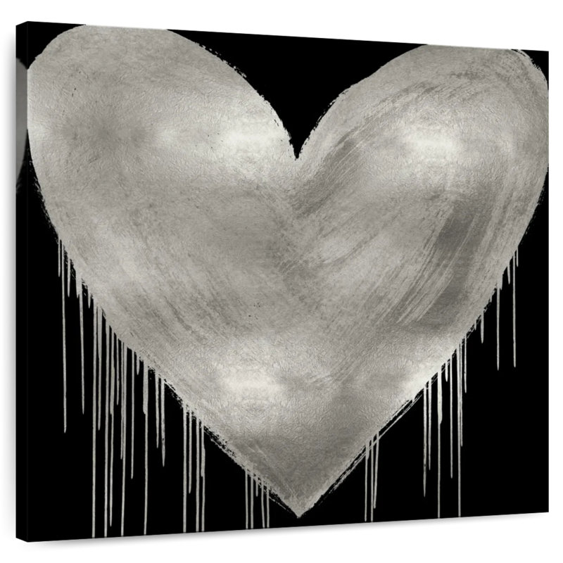 Hardie Big Hearted Silver On Black, 10" H x 10" W