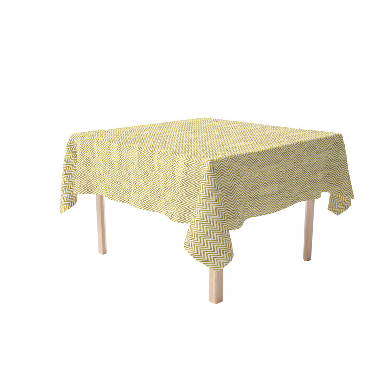 Fabric Textile Products, Inc. Square Tablecloth, 100% Cotton, 60X60", Golden Chevron
