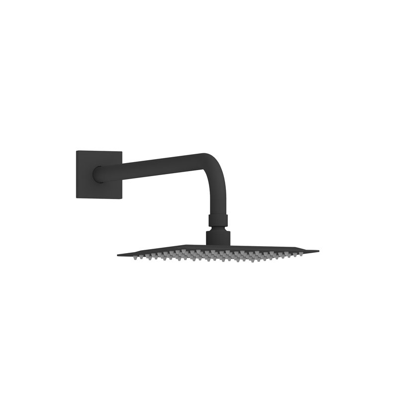 Tête de pluie 8 po avec bras Verano et carré noir mat, Noir mat
