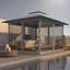 Pavillon de jardin escamotable 12 pi x 12 pi avec moustiquaire - gris-114043016