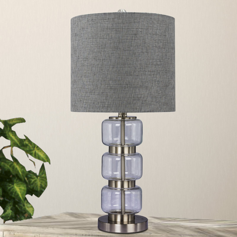 Rosati Table Lamp, Brushed Steel/Clear Glass