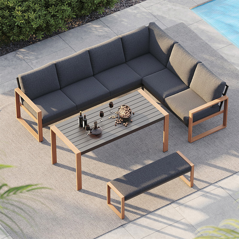 Mikako 8-Person Metal Patio Dining Set with Cushions