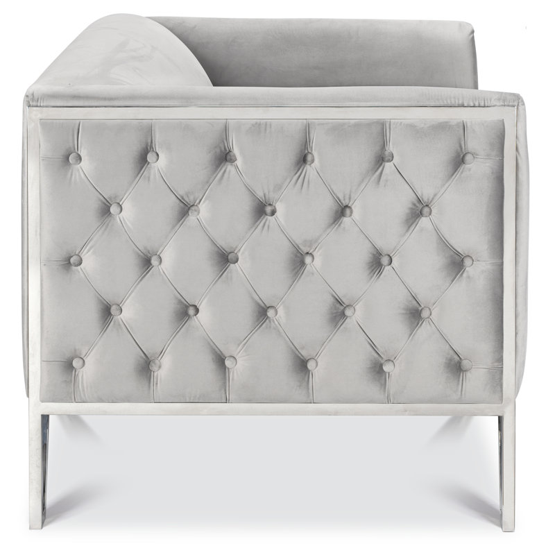 Poston 62'' Velvet Loveseat, Polished Stainless Steel