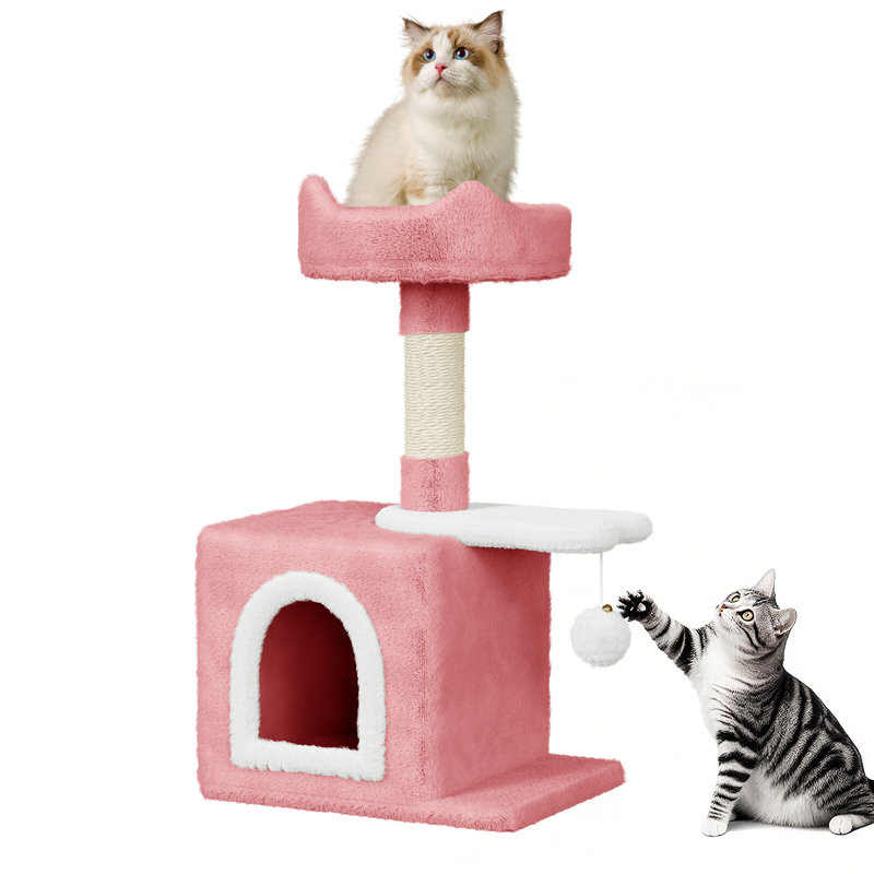 Amadahy 70cm H Cat Tree, Pink/White