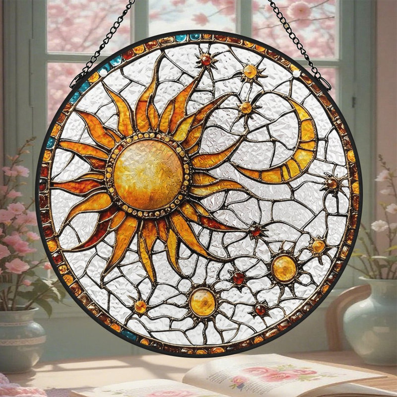 Vitrail Sun Moon, 9,8 x 9,8 po (25 x 25 cm)