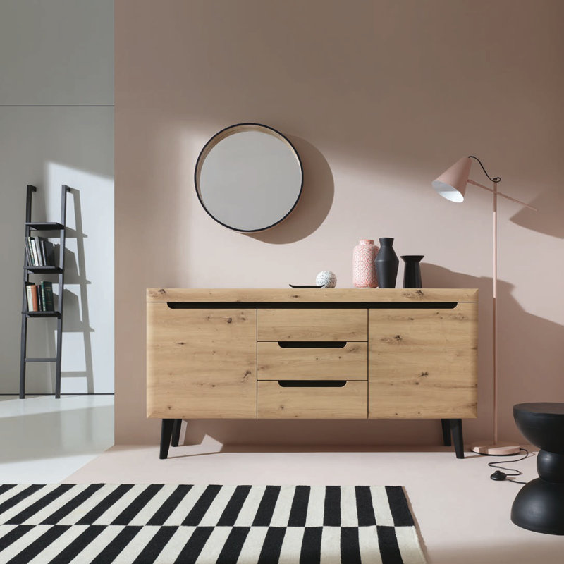 Stevenage 160cm Sideboard, Natural/Black