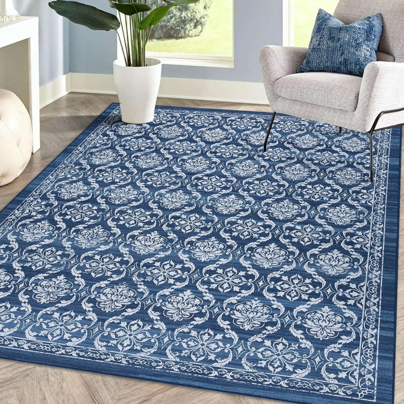 Tapis à poils courts, tapis à motif moderne antidérapant lavable à la machine pour le salon, la chambre à coucher et le bureau à domicile