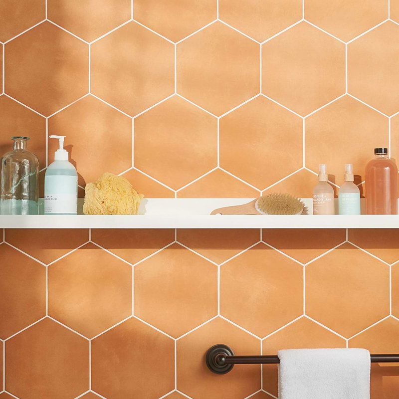 HexArt 8" Hexagon Porcelain Matte Tile, Rose 8" Hexagon