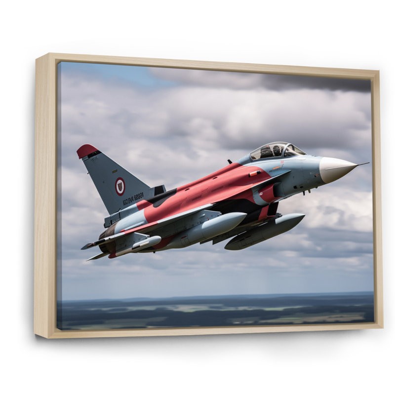 Avion de chasse militaire I - reproduction sur toile, Cadre naturel flottant, H 12 po x l 20 po x P 1 po