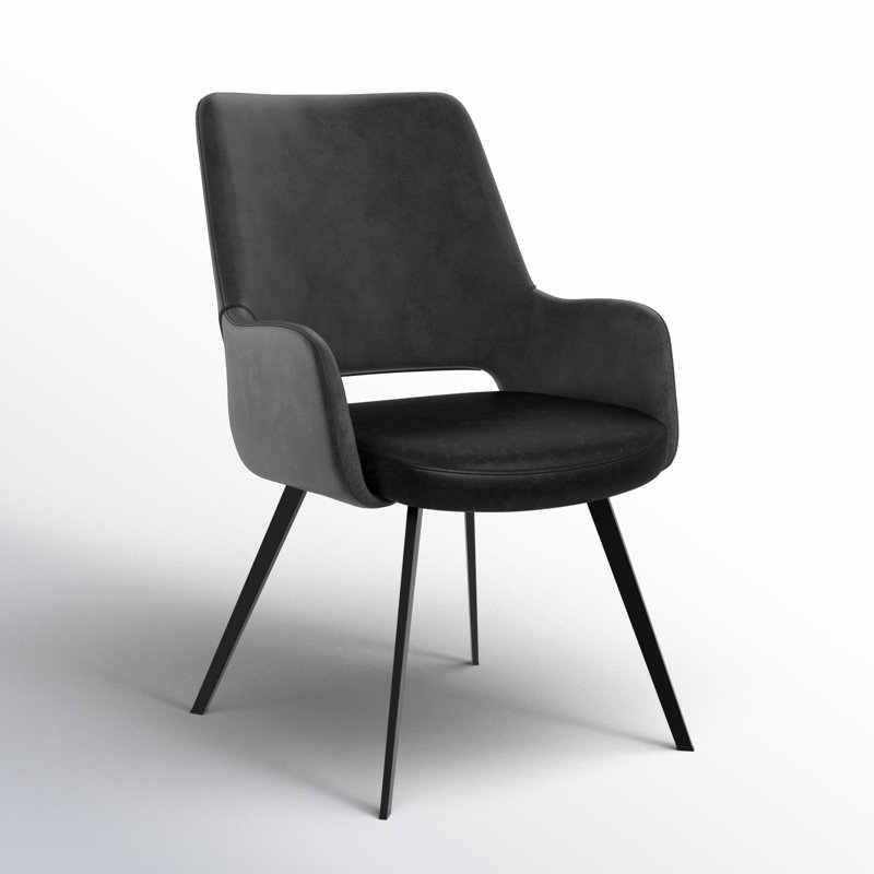 Ludovick 19.1'' H Upholstered Armchair, Black, Black Faux Leather