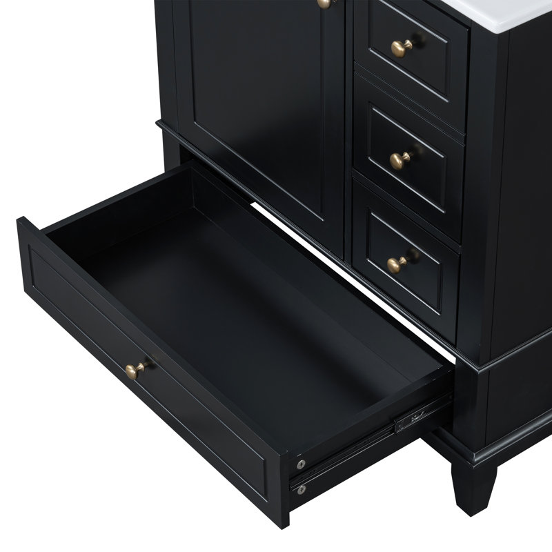 Meuble-lavabo 30 po avec lavabo en céramique, Noir