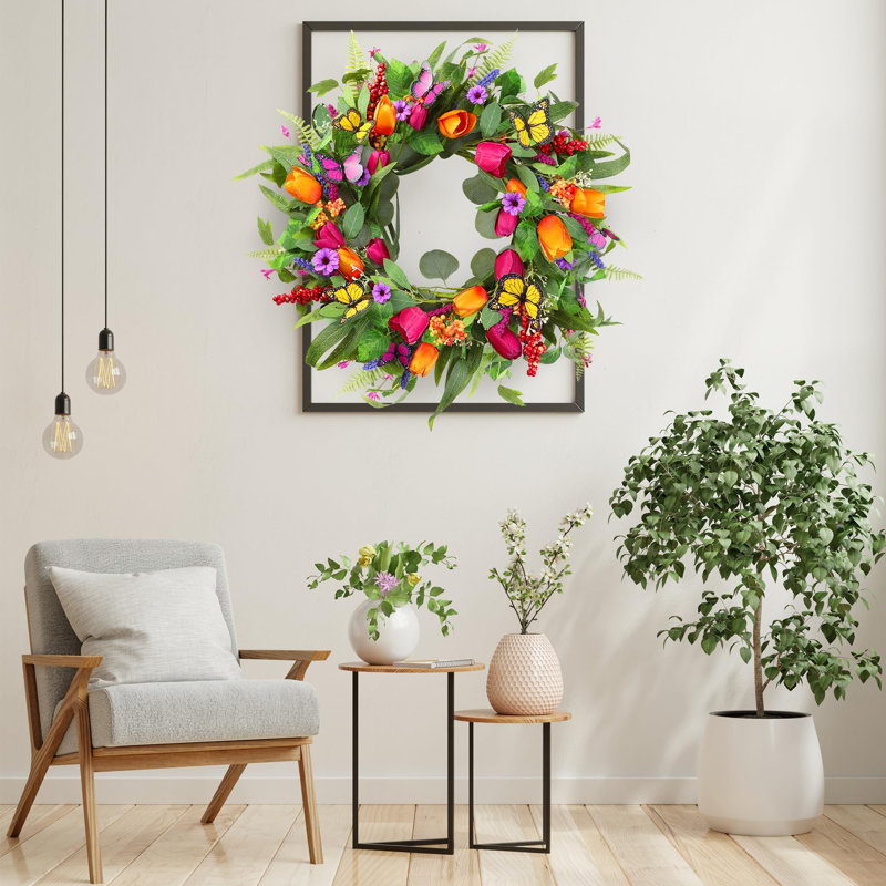 Couronne de tulipes artificielles 22 pouces