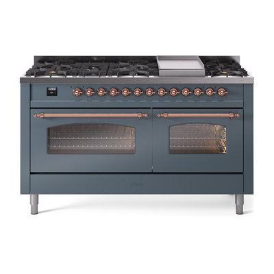 ILVE Nostalgie II 60 Dual Fuel Range, 9 Burners, Griddle