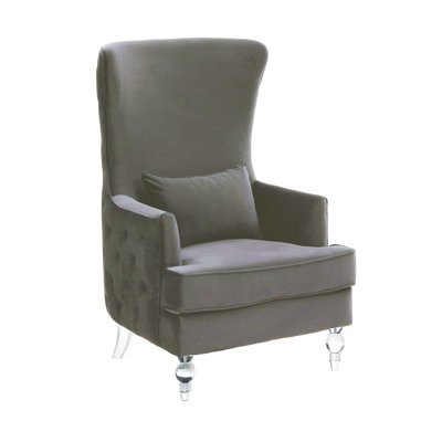 Fauteuil à oreilles en velours Aubree