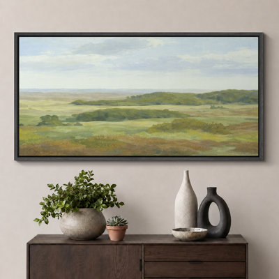 Rolling Green Countryside Hills Panoramic Landscape Wall Decor Extra Large Pictures Framed Canvas Print Wall Art