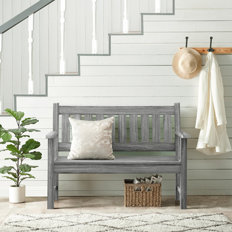 Banc d'extérieur, banc de jardin pour 2 personnes, banc de patio en bois, Gris clair