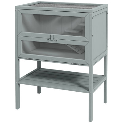 3 Small Pet Cage - , Gray, And Functional For Hamsters, Mice, ' Living Needs Wooden Hamster With Window Storage Shelf Convenient Use
