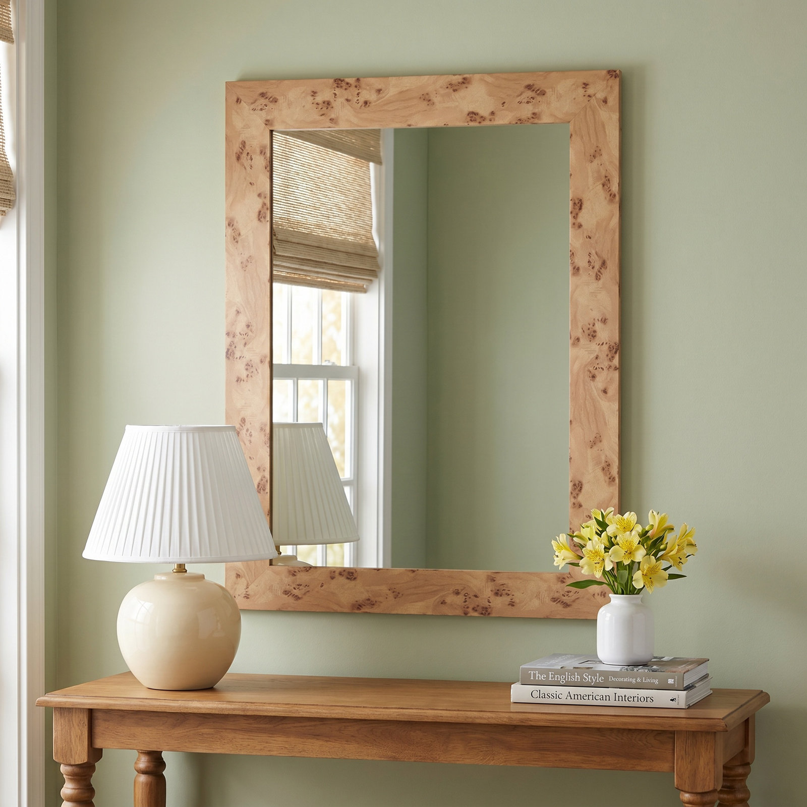 Burl Wood Vanity Mirror, 40" x 30"