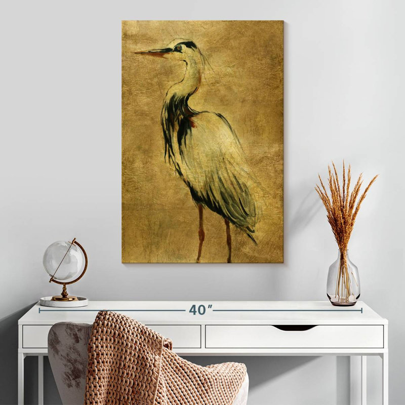 Brampt Gold Crane au crépuscule II, H 30 po x l 20 po