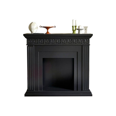 Black Manufactured Wood Freestanding Fireplace