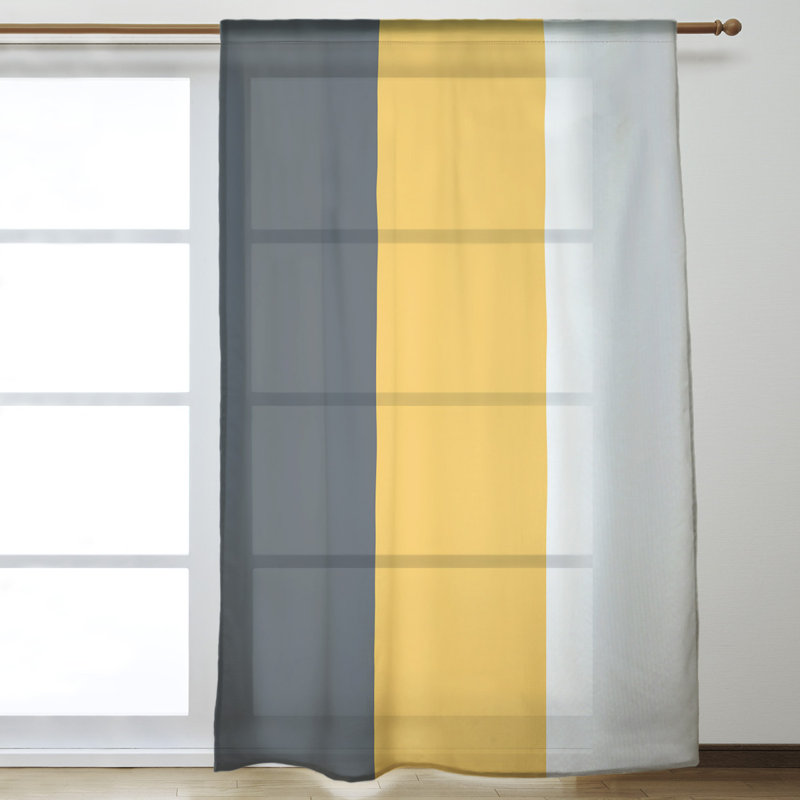 Panneau de rideau simple avec passe-tringle à rayures football Pittsburgh, Or