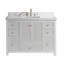 Meuble-lavabo 48 po en chêne massif avec plateau en marbre de culture, 2 portes à fermeture douce et 7 tiroirs, lavabo encastré, finition blanche