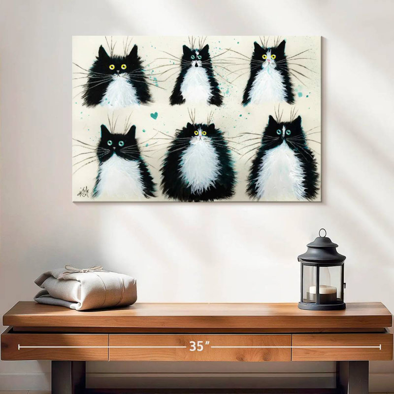 Brampt Tuxedo Cats, 16" H x 24" W