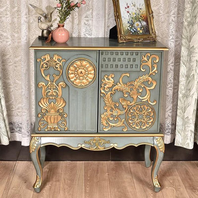 European-Style Vintage Double-Door Accent Cabinet