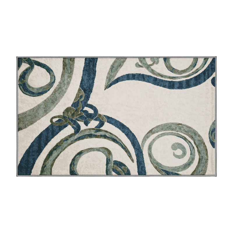 Machine Washable Gray Area Rug, Rectangle 7' x 10'