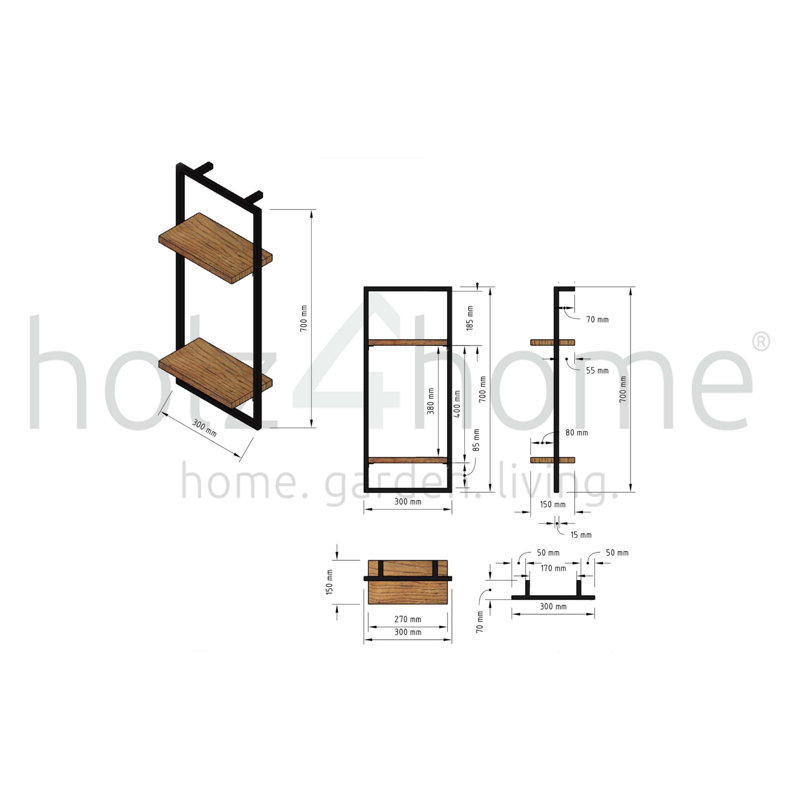 2 Piece Accent Shelf, Natural