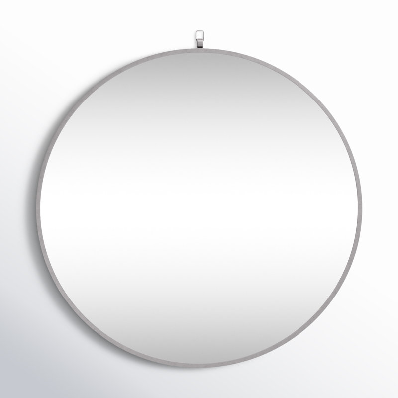 Cassie Metal/Manufactured Wood Round Wall Mirror, 24" x 24", Silver