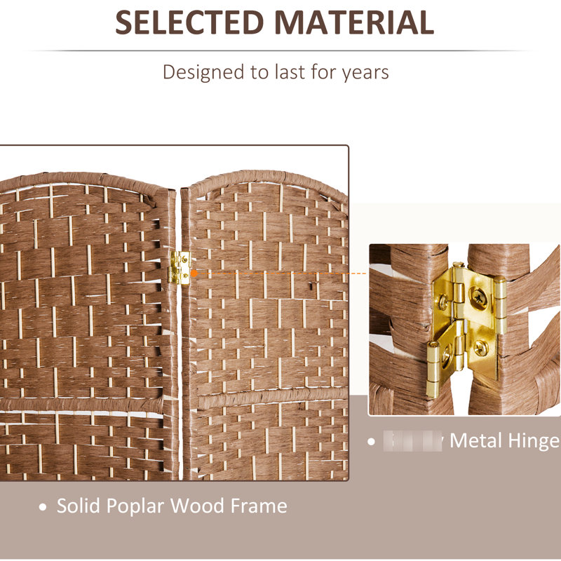 Paravent de 6 pi de hauteur - tressage naturel, 6 cloisons à la mode, rangement de rangement pratique, rangement élégant et orienté