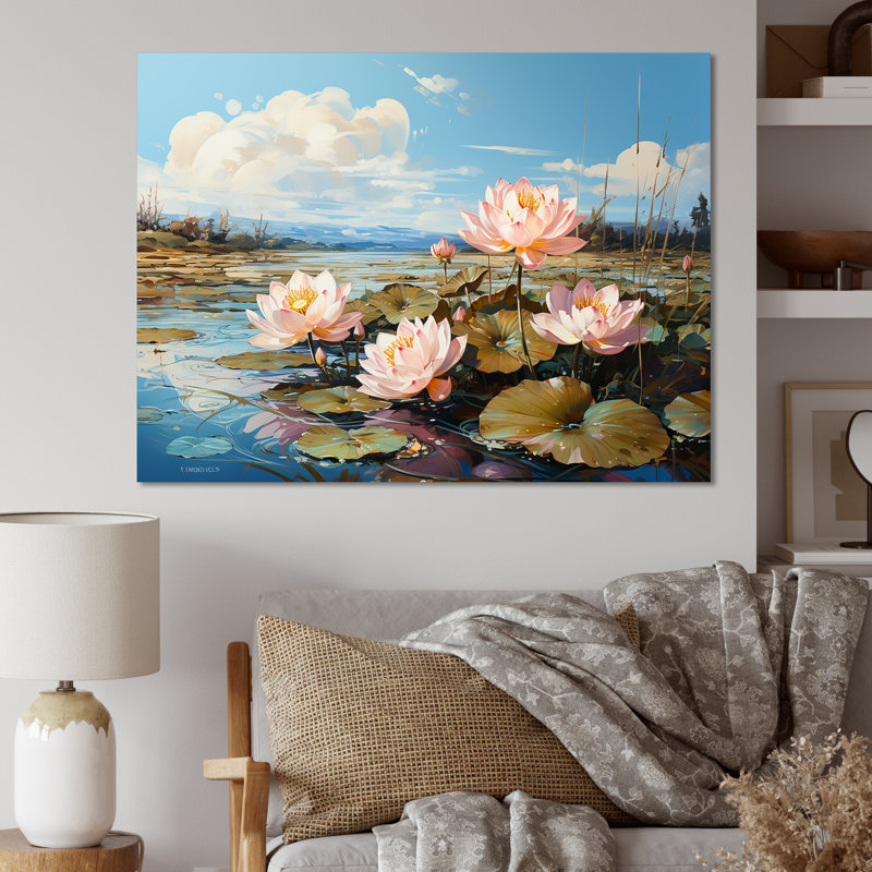 «By The Lake Lotus», impression sur toile, H 30 po x l 40 po x P 1,5 po, Toile tendue