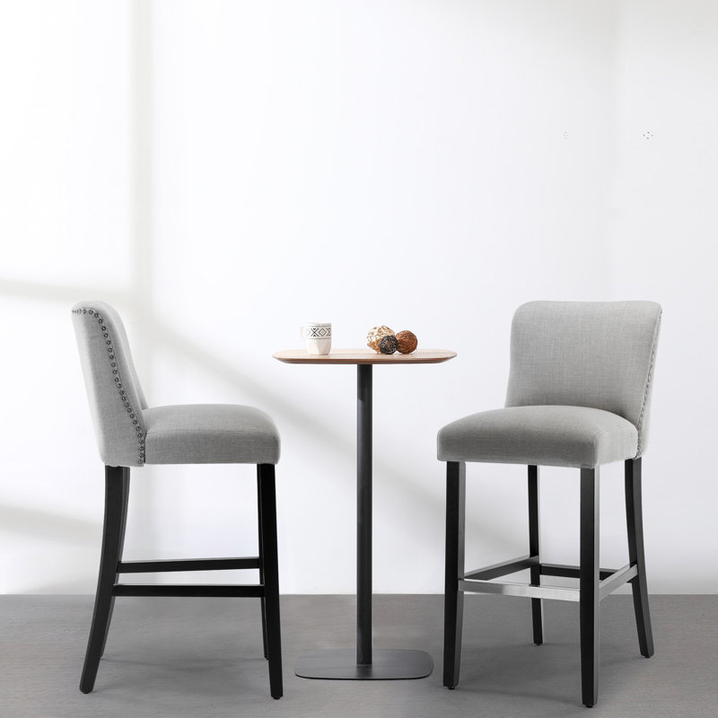 Upholstered Counter Stool, Gray, Without