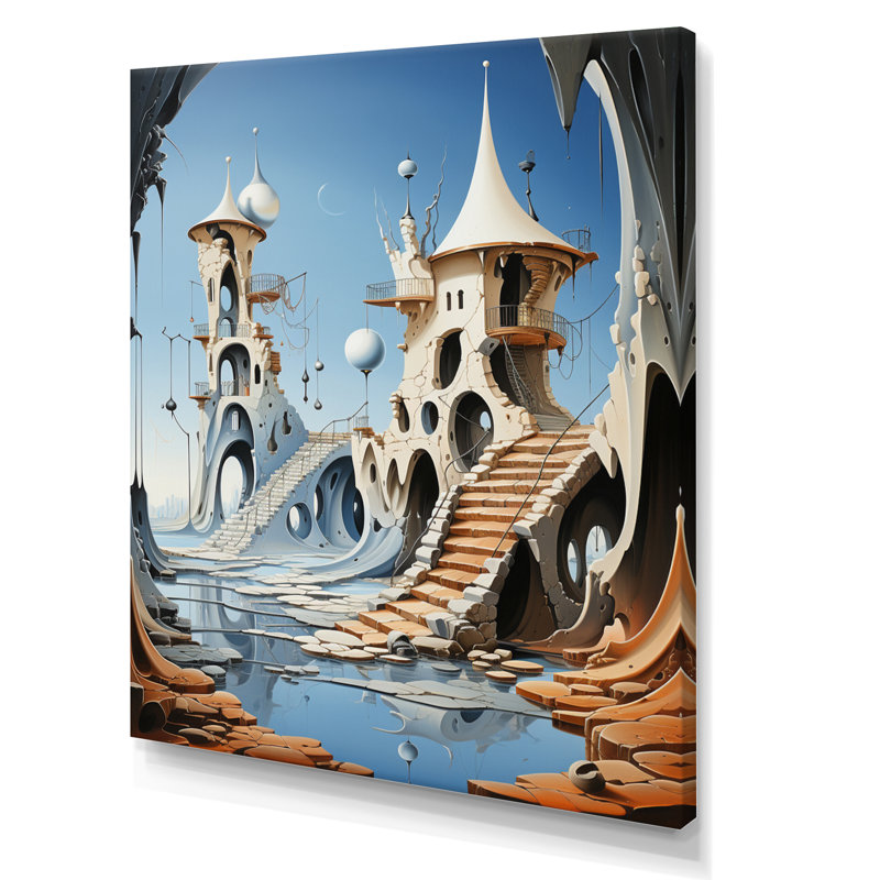 Château fantastique III sur toile, Toile tendue, H 44 po x l 34 po x P 1,5 po