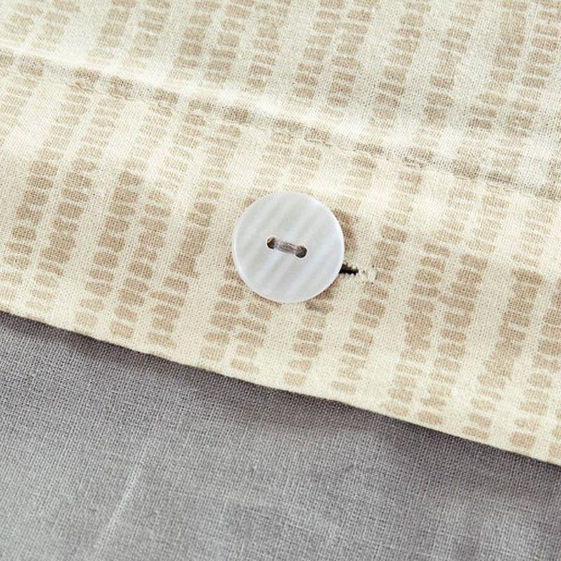 Housse de couette pour grand lit en coton avec détails en tissu doux et rayures gris