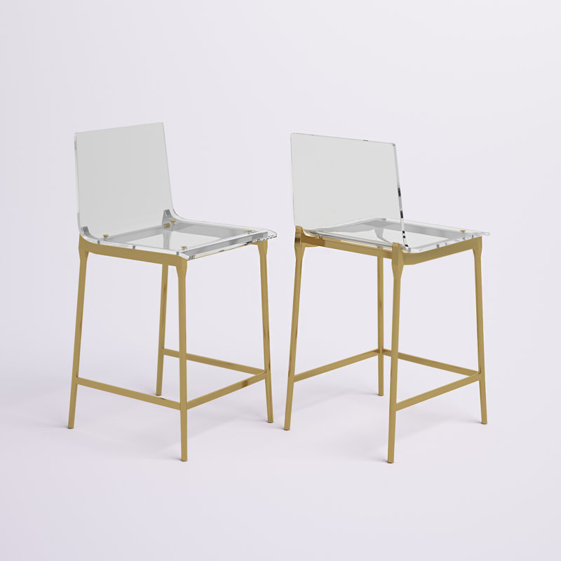 Basak Counter Stool with Steel Frame, Gold