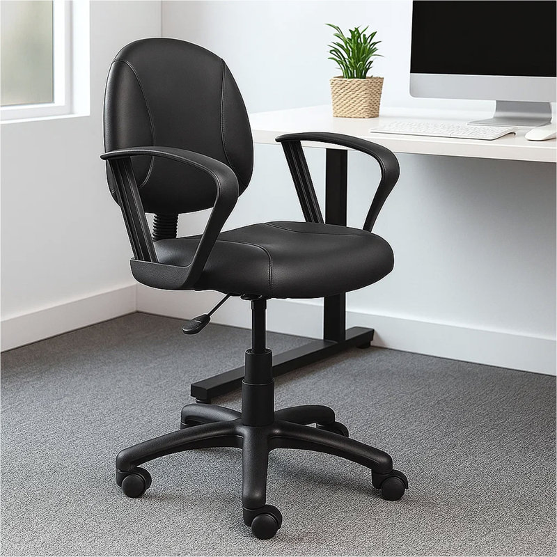 Wen Swivel Posture Chair, Loop Arms, Black Waterfall Seat