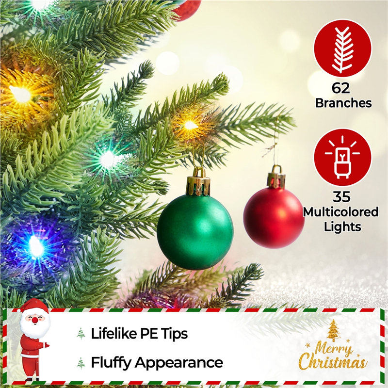 Annaliesa Lighted Artificial Spruce Christmas Tree, 2' H